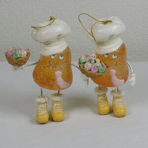 2 Kurt Adler Gumdrop Guy Chef Ornament Candy Cone Cake Posable Treats Retired